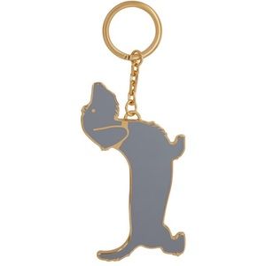 Thom Browne New York Hector Icon dog metal silver keychain grey enamel holder